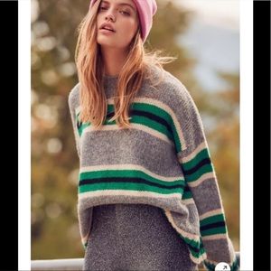 Urban Outfitters Oversized Boyfriend Striped Sweater Gray Green